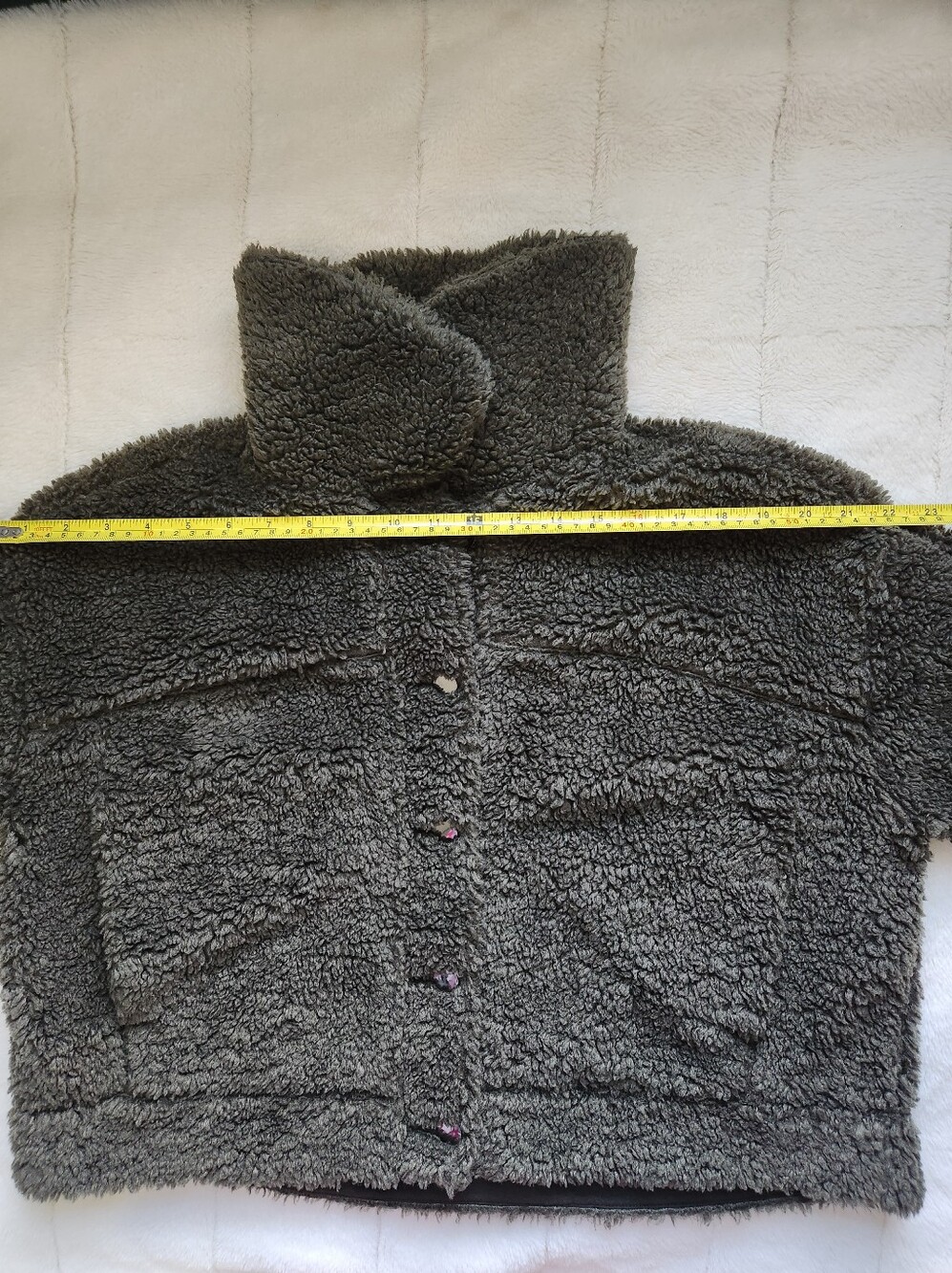 Lululemon Textured Fleece Button Jacket Dark Olive - Size 8 - Picture 9 of 14